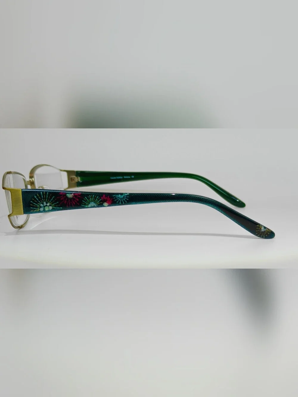 Laura Ashley. Helena. Gold Semi Rimless Metal Eyeglasses. Sage Loom.